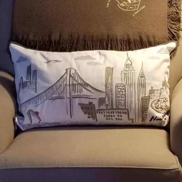 Pottery Barn Other - Pottery Barn NYC Embroidered Lumbar Pillow Cover